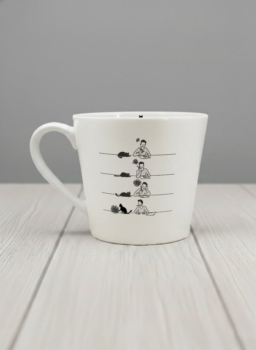 Conical Mug | A Purrfect idea left view mug with cat comic by Tang Yau Hoong - Gallery By Inhesion