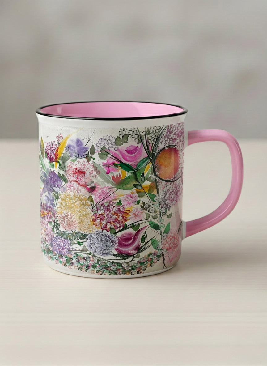 Enamel Mug | Sweetest Symphony mug showing beautiful floral designs by Renee Pupetz - Gallery By Inhesion