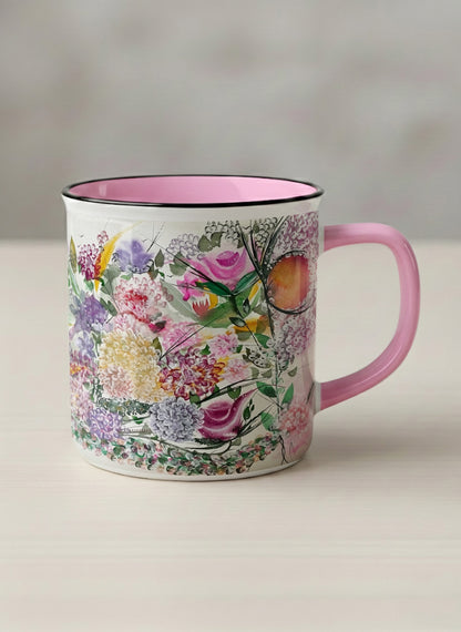 Enamel Mug | Sweetest Symphony mug showing beautiful floral designs by Renee Pupetz - Gallery By Inhesion