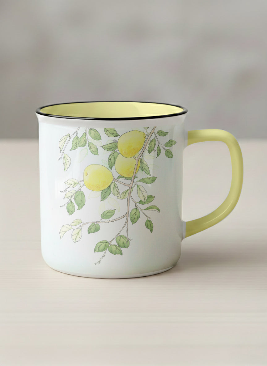 Enamel Mug | Refreshing Pears mug with watercolor yellow pears by Alice Wong - Gallery By Inhesion
