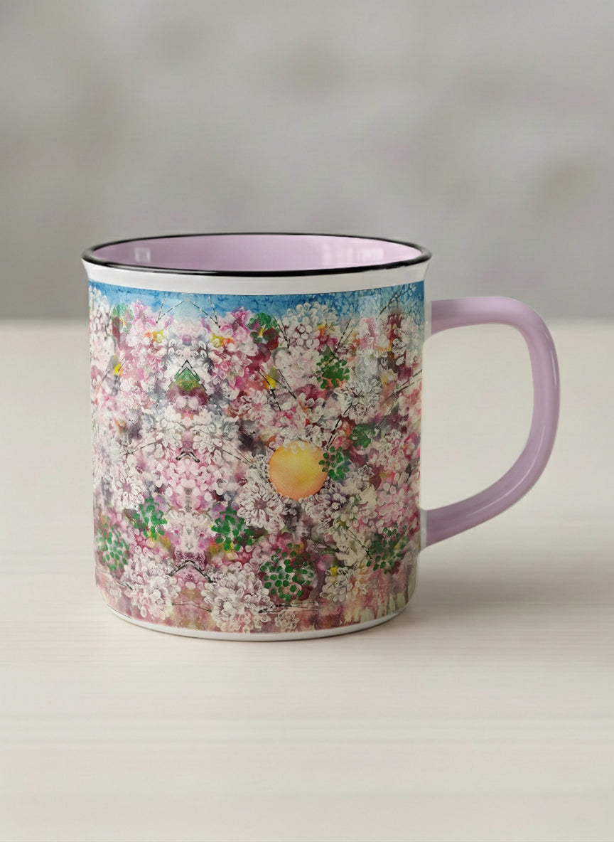 Enamel Mug | Morning Blossoms mug with floral design by Renee Pupetz - Gallery By Inhesion