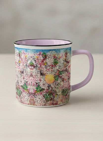 Enamel Mug | Morning Blossoms mug with floral design by Renee Pupetz - Gallery By Inhesion