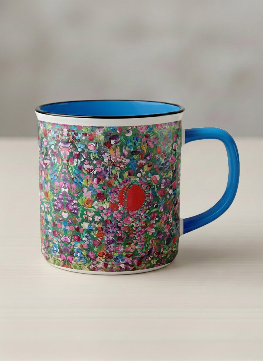 Enamel Mug | Eye Candy mug showing vibrant floral patterns design by Renee Pupetz - Gallery By Inhesion