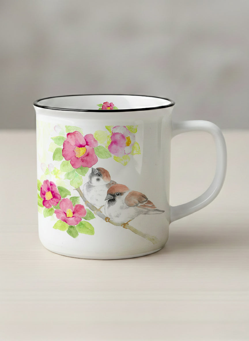 Enamel mug | Joy Upon the Blossoming Branch ceramic mug front view