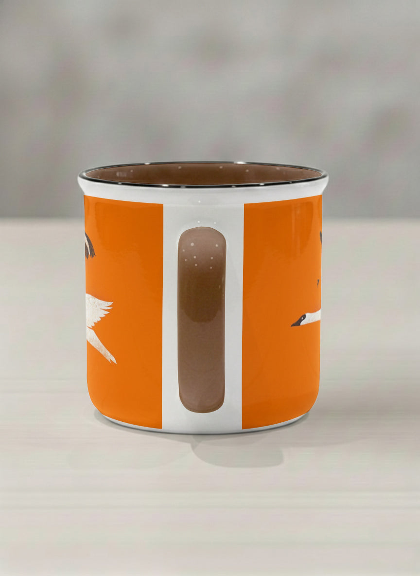 Enamel Mug | Flying Fox side view mug with whimsical flying fox-swan illustration by Tang Yau Hoong - Gallery By Inhesion