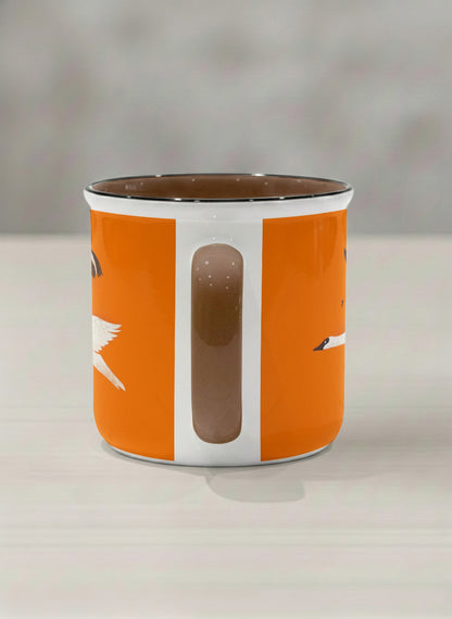 Enamel Mug | Flying Fox side view mug with whimsical flying fox-swan illustration by Tang Yau Hoong - Gallery By Inhesion