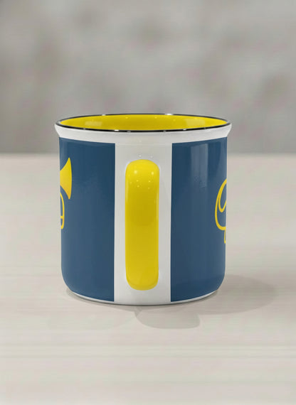Enamel Mug | Whale Song side view mug with a simple, bold yellow whale illustration by Tang Yau Hoong - Gallery By Inhesion