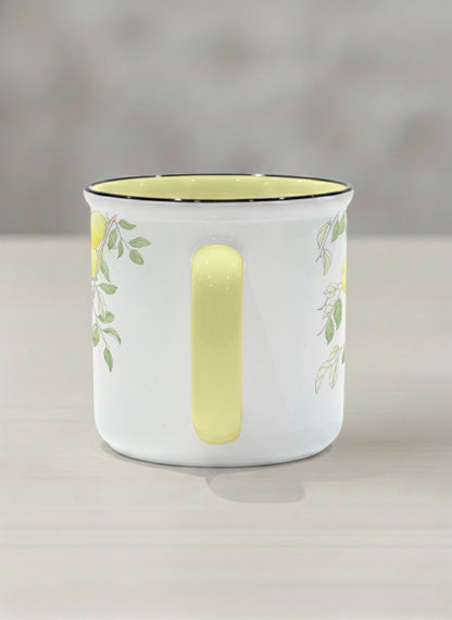 Enamel Mug | Refreshing Pears left view mug with watercolor yellow pears by Alice Wong - Gallery By Inhesion