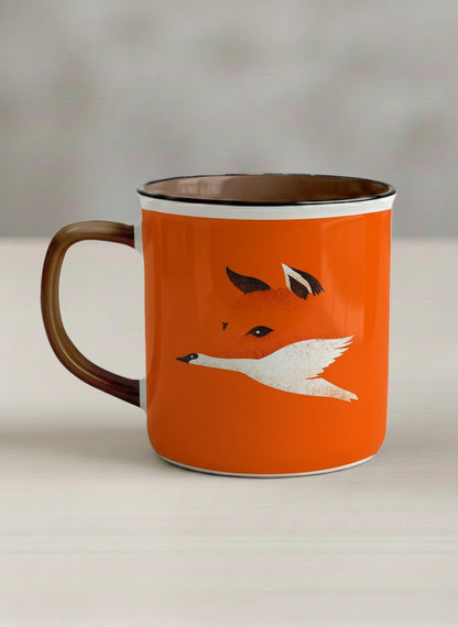 Enamel Mug | Flying Fox left view mug with whimsical flying fox-swan illustration by Tang Yau Hoong - Gallery By Inhesion
