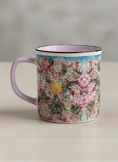 Enamel Mug | Morning Blossoms left view mug with floral design by Renee Pupetz - Gallery By Inhesion
