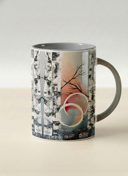Hero Mug | Rings of Light mug with sun and tree, and soft pastel colors design by Renee Pupetz - Gallery By Inhesion