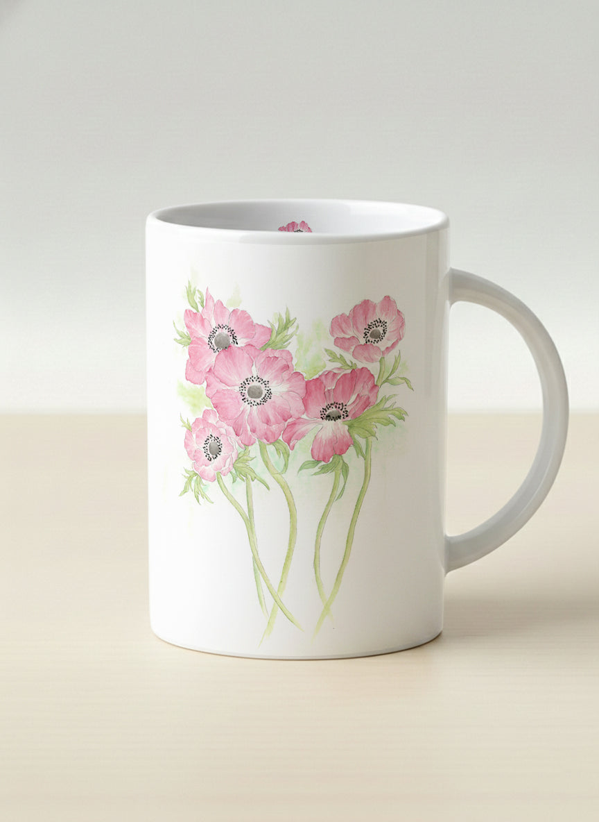 Hero Mug | Dancing in Spring mug showing delicate pink flowers by Alice Wong - Gallery By Inhesion