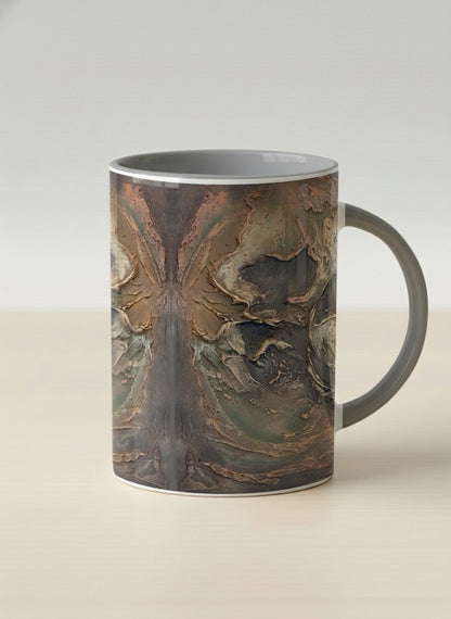 Hero Mug | Memories of The Soul mug featuring abstract earth tones and natural patterns by Mersedes Mein - Gallery By Inhesion