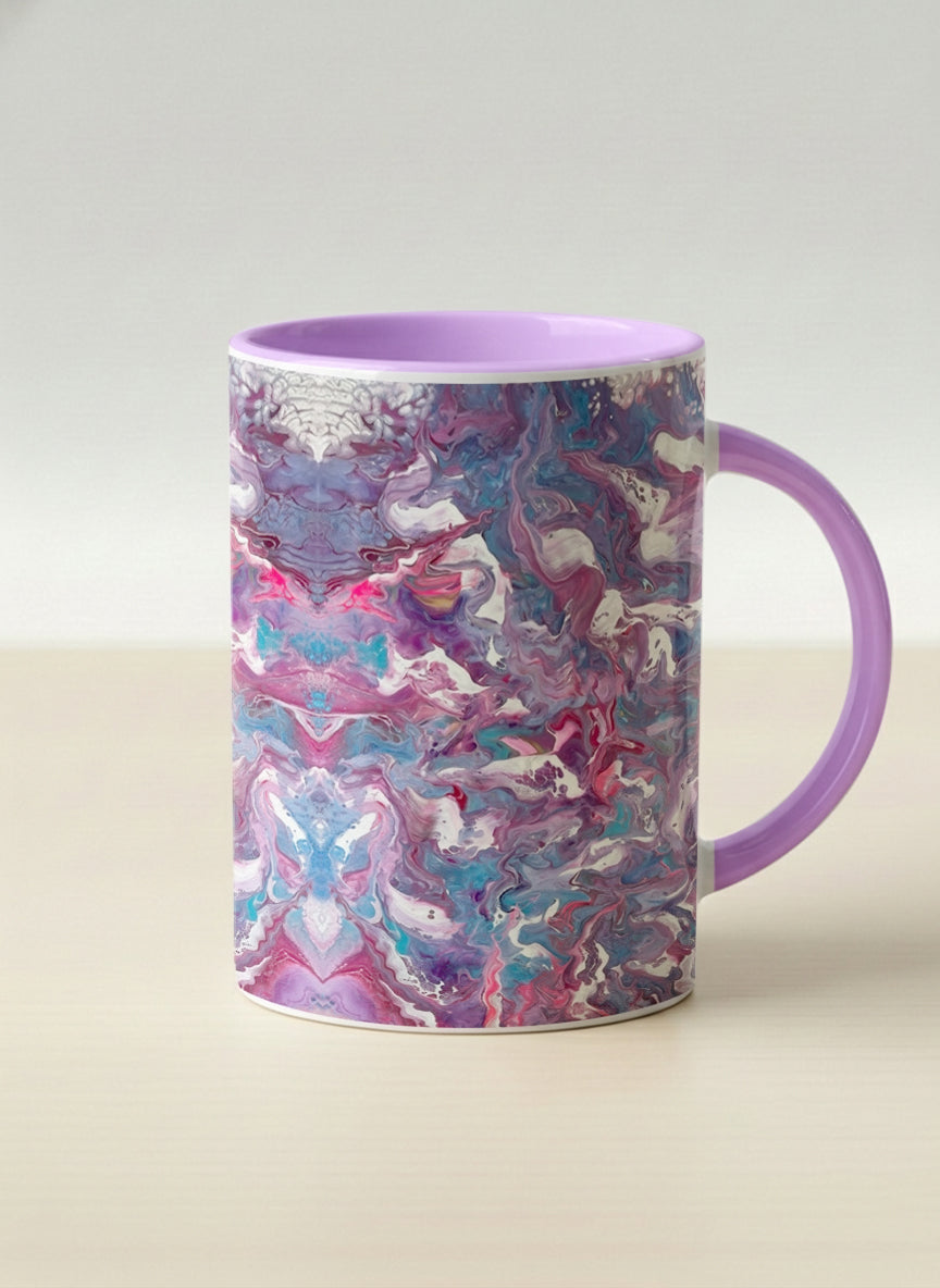 Hero Mug | Blush Bloom mug with a vibrant, marbled pattern in pink and blue hues by Renee Pupetz - Gallery By Inhesion