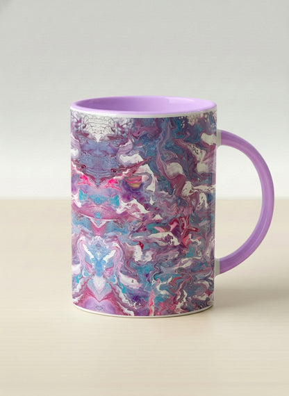 Hero Mug | Blush Bloom mug with a vibrant, marbled pattern in pink and blue hues by Renee Pupetz - Gallery By Inhesion