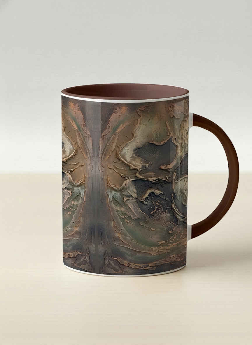 Hero Mug | Memories of The Soul mug featuring abstract earth tones and natural patterns by Mersedes Mein - Gallery By Inhesion