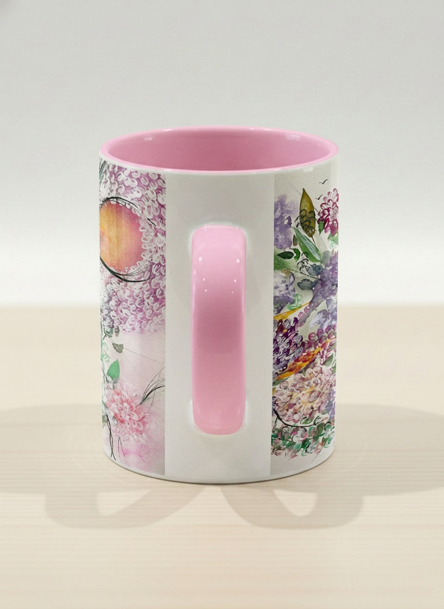 Hero Mug | Sweetest Symphony side view mug showing beautiful floral designs by Renee Pupetz - Gallery By Inhesion