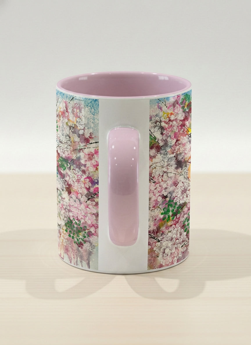 Hero Mug | Morning Blossoms side view mug with floral design by Renee Pupetz - Gallery By Inhesion
