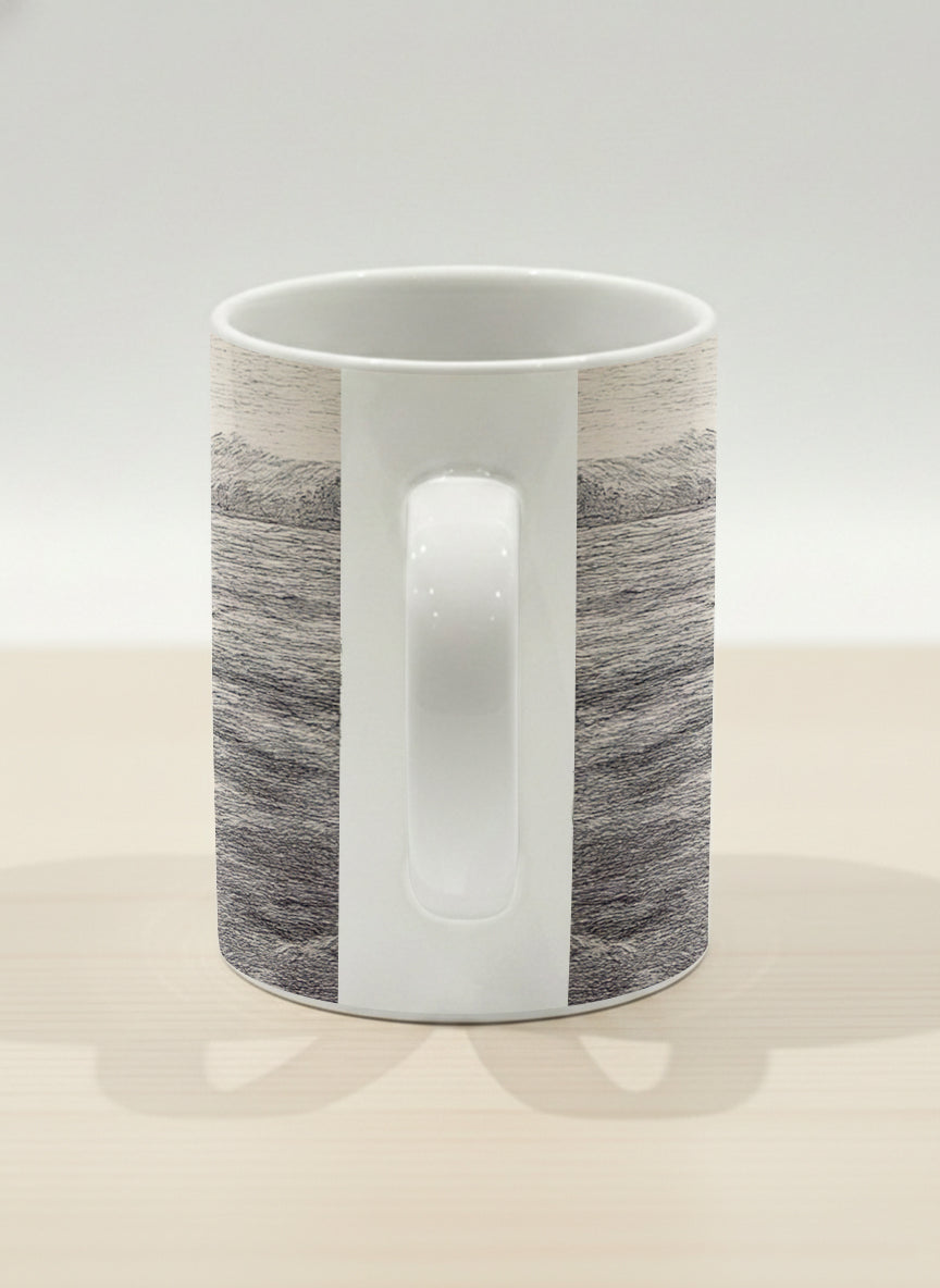 Hero Mug | Shimmering Passage side view mug showing a pen drawing Star Ferry in Hong Kong by Samuel Kwok - Gallery By Inhesion