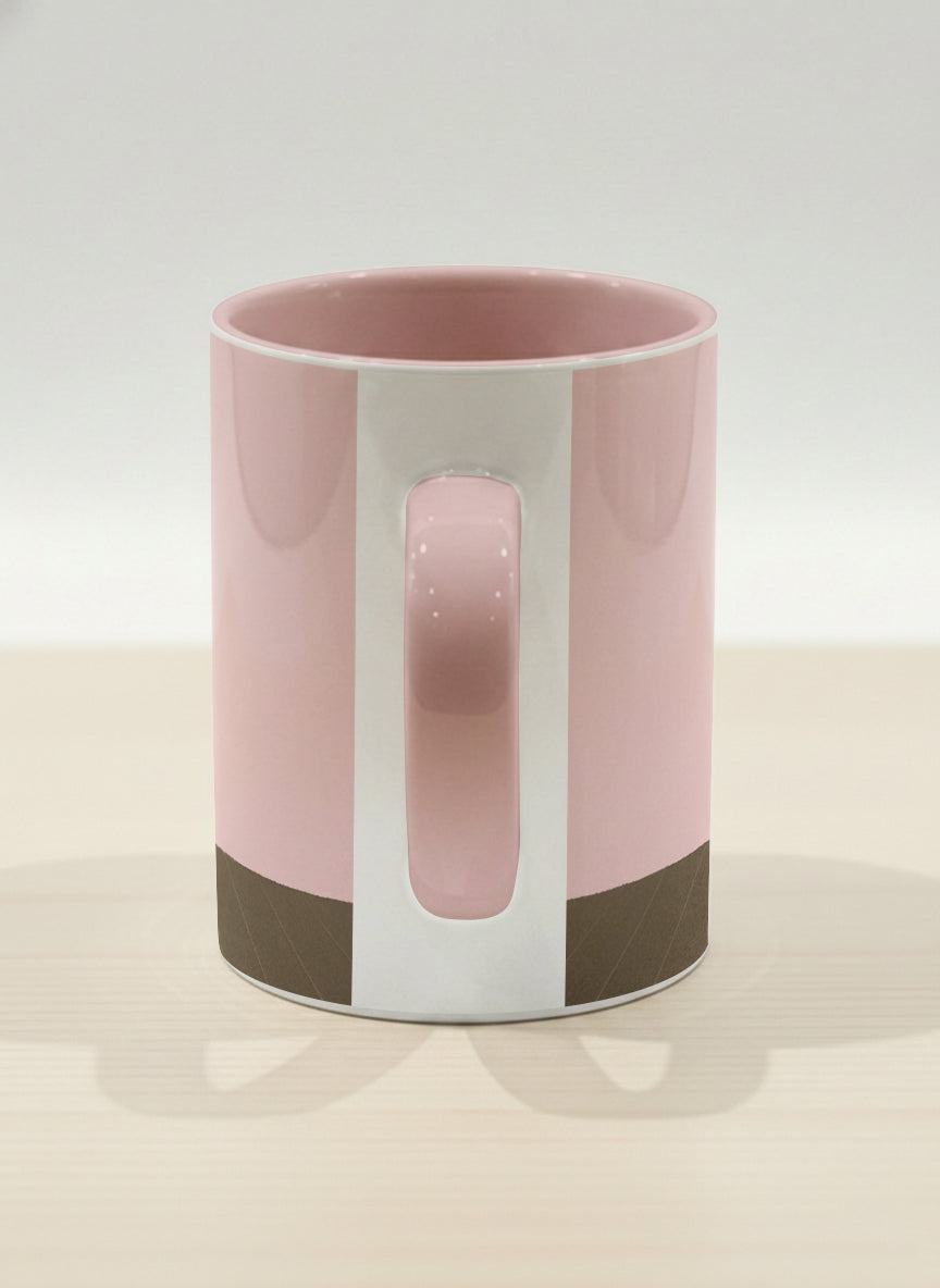 Hero Mug | Korean Beauty & Felines side view mug cats by ornate black lacquer cabinet with floral carvings, blush pink interior, by Hyun Jung Cho