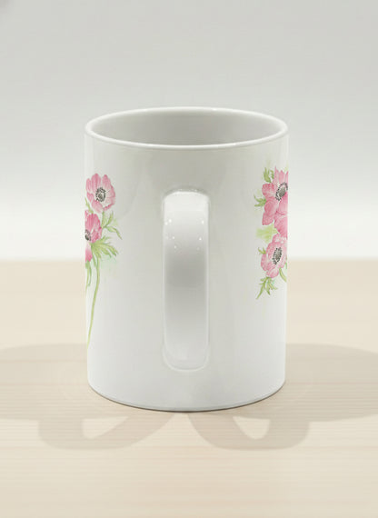 Hero Mug | Dancing in Spring side view mug showing delicate pink flowers by Alice Wong - Gallery By Inhesion
