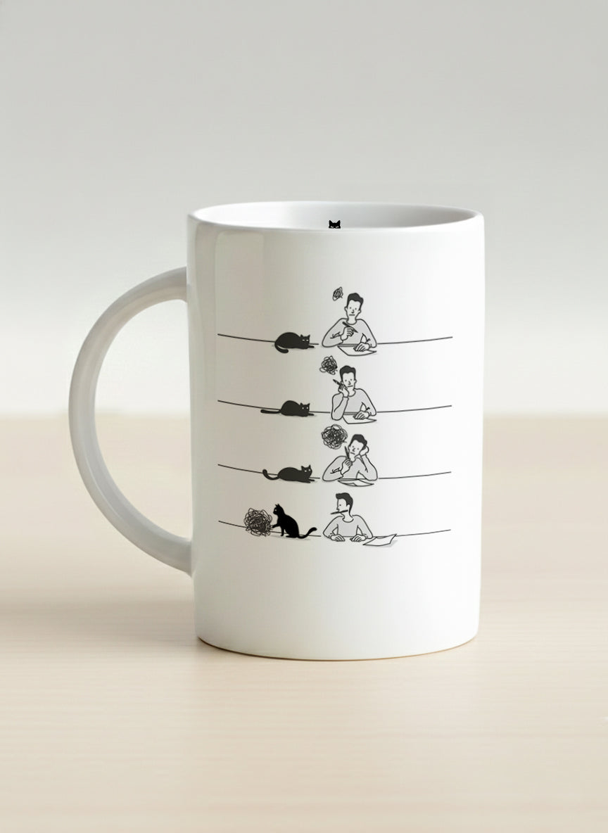 Hero Mug | A Purrfect idea left view mug with cat comic by Tang Yau Hoong - Gallery By Inhesion