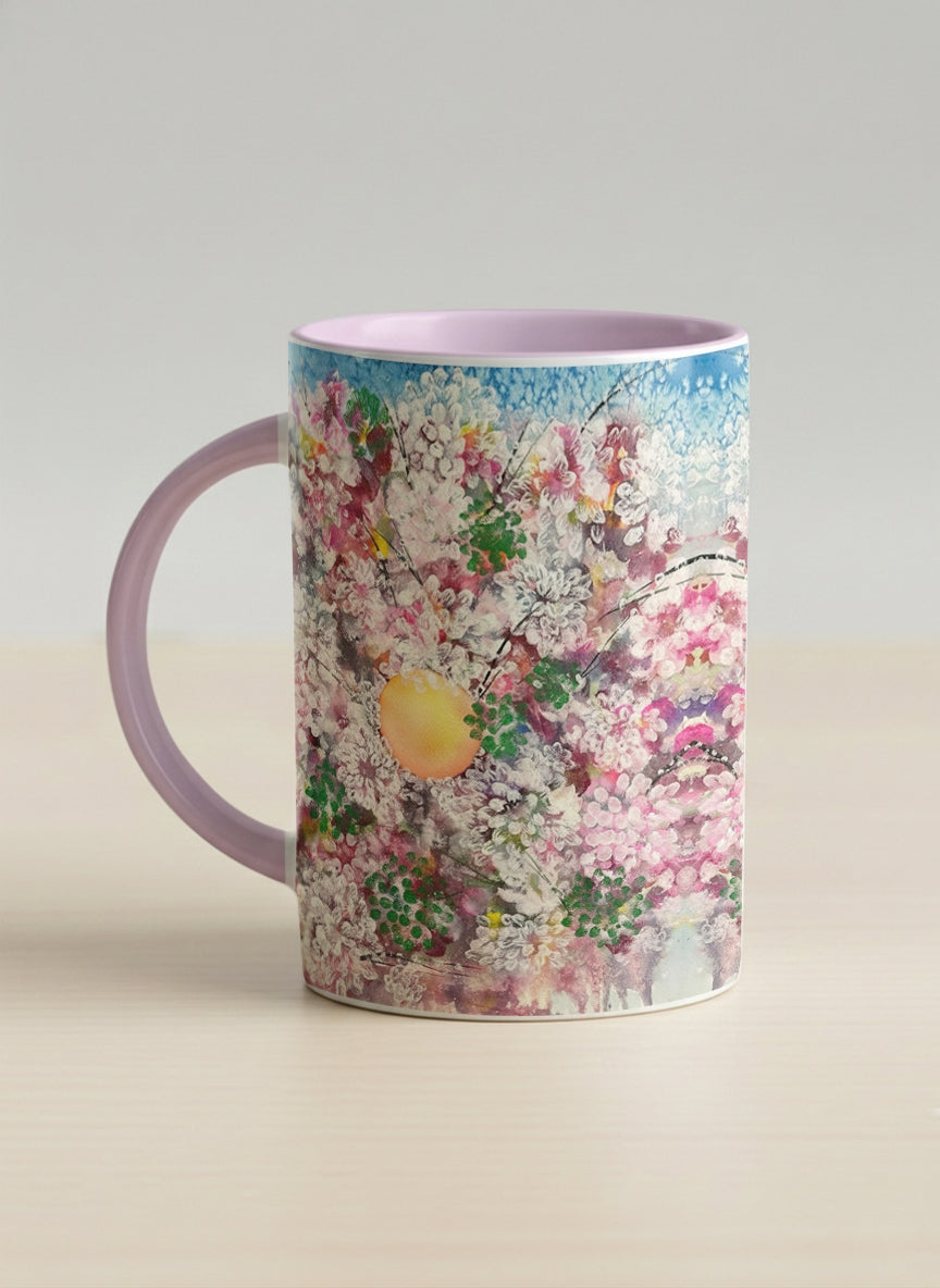 Hero Mug | Morning Blossoms left view mug with floral design by Renee Pupetz - Gallery By Inhesion