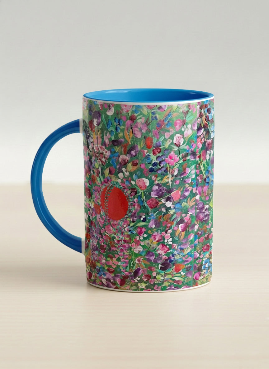 Hero Mug | Eye Candy left view mug showing vibrant floral patterns design by Renee Pupetz - Gallery By Inhesion
