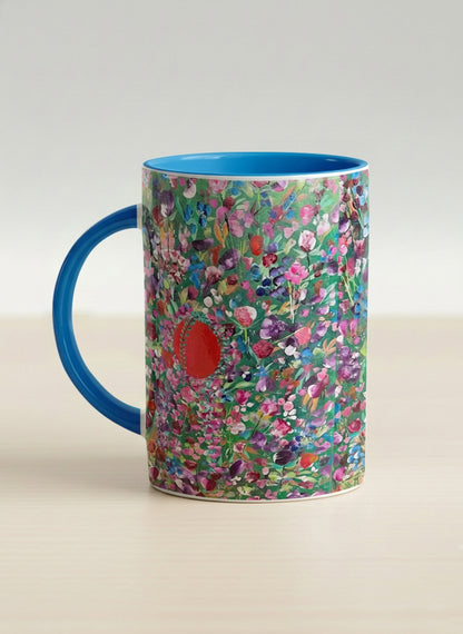 Hero Mug | Eye Candy left view mug showing vibrant floral patterns design by Renee Pupetz - Gallery By Inhesion