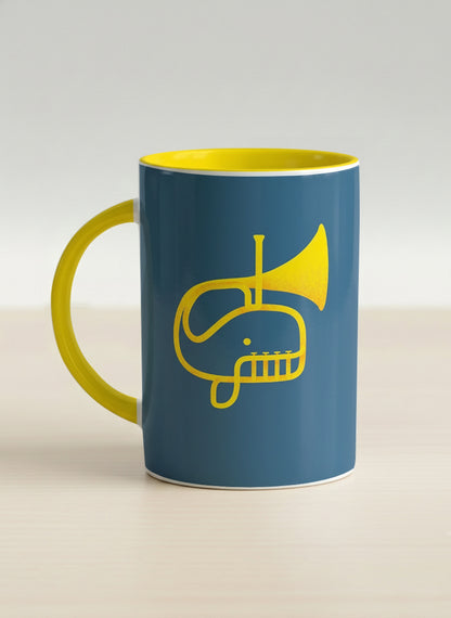 Hero Mug | Whale Song left view mug with a simple, bold yellow whale illustration by Tang Yau Hoong - Gallery By Inhesion