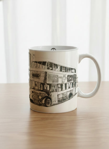 Classic Mug | Lines of the Past mug showing a pen drawing bus in Hong Kong by Samuel Kwok - Gallery By Inhesion