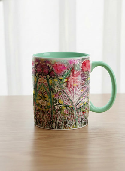 Classic Mug | Garden Mantra mug with a vibrant floral design and colorful abstract pattern by Renee Pupetz - Gallery By Inhesion