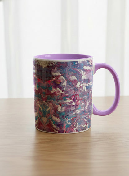 Classic Mug | Blush Bloom mug with a vibrant, marbled pattern in pink and blue hues by Renee Pupetz - Gallery By Inhesion