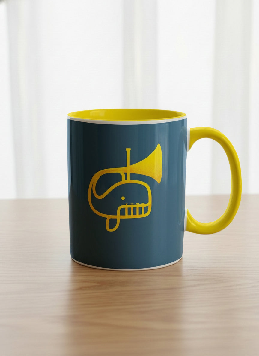 Classic Mug | Whale Song mug with a simple, bold yellow whale illustration by Tang Yau Hoong - Gallery By Inhesion