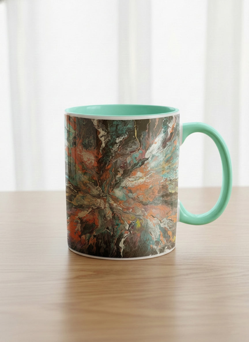 Classic Mug | Winged Light mug showing a fluid art painting with swirling, multicolored design by Renee Pupetz - Gallery By Inhesion