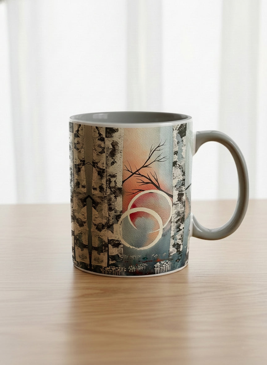 Classic Mug | Rings of Light mug with sun and tree, and soft pastel colors design by Renee Pupetz - Gallery By Inhesion