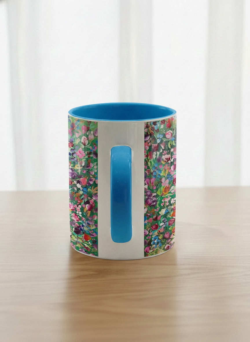 classic Mug | Eye Candy side view mug showing vibrant floral patterns design by Renee Pupetz - Gallery By Inhesion