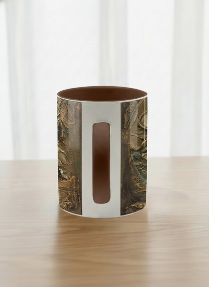 Classic Mug | Memories of The Soul side view mug featuring abstract earth tones and natural patterns by Mersedes Mein - Gallery By Inhesion