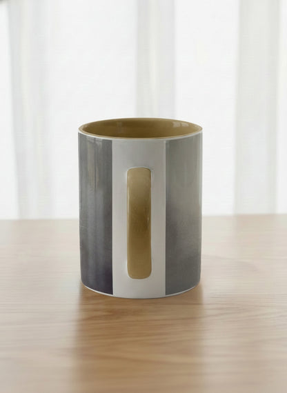classic Mug | Wild and Free side view mug, photorealistic cat portrait emerging from a soft smoky mist, warm beige interior and handle, by Karina Mosser - Gallery By Inhesion