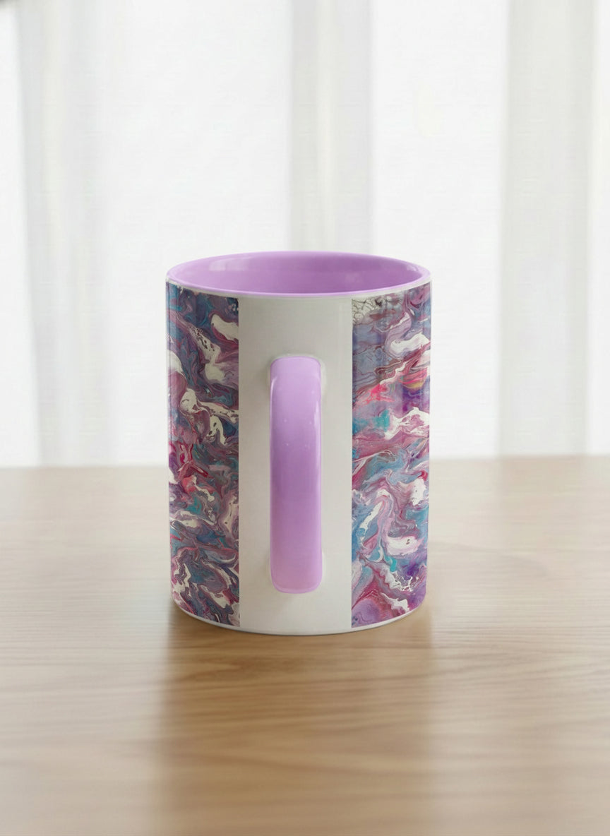 Classic Mug | Blush Bloom side view mug with a vibrant, marbled pattern in pink and blue hues by Renee Pupetz - Gallery By Inhesion
