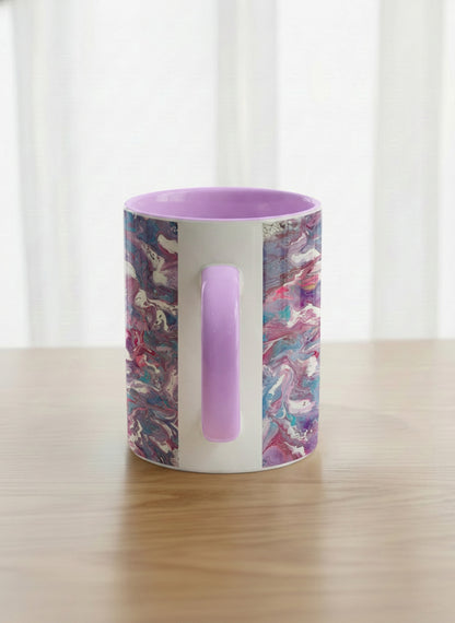 Classic Mug | Blush Bloom side view mug with a vibrant, marbled pattern in pink and blue hues by Renee Pupetz - Gallery By Inhesion
