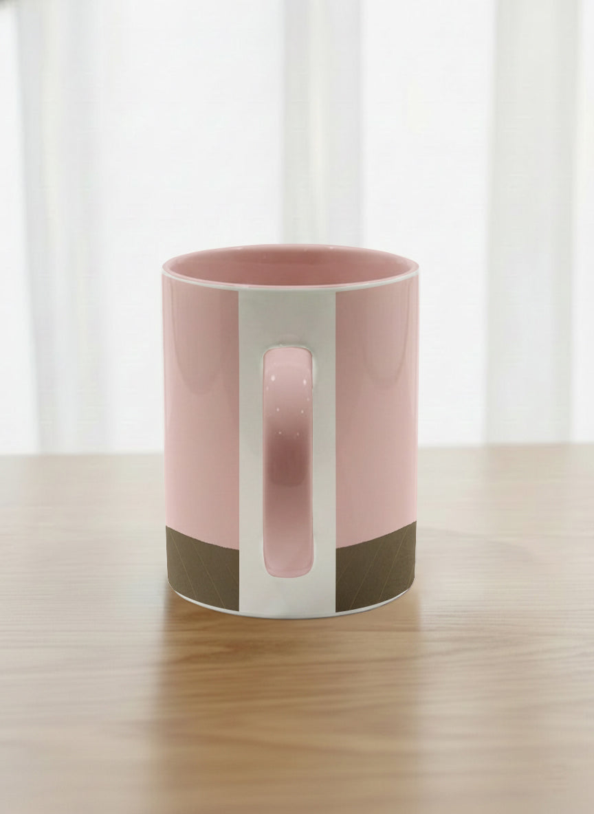 Classic Mug | Korean Beauty & Felines side view mug cats by ornate black lacquer cabinet with floral carvings, blush pink interior, by Hyun Jung Cho