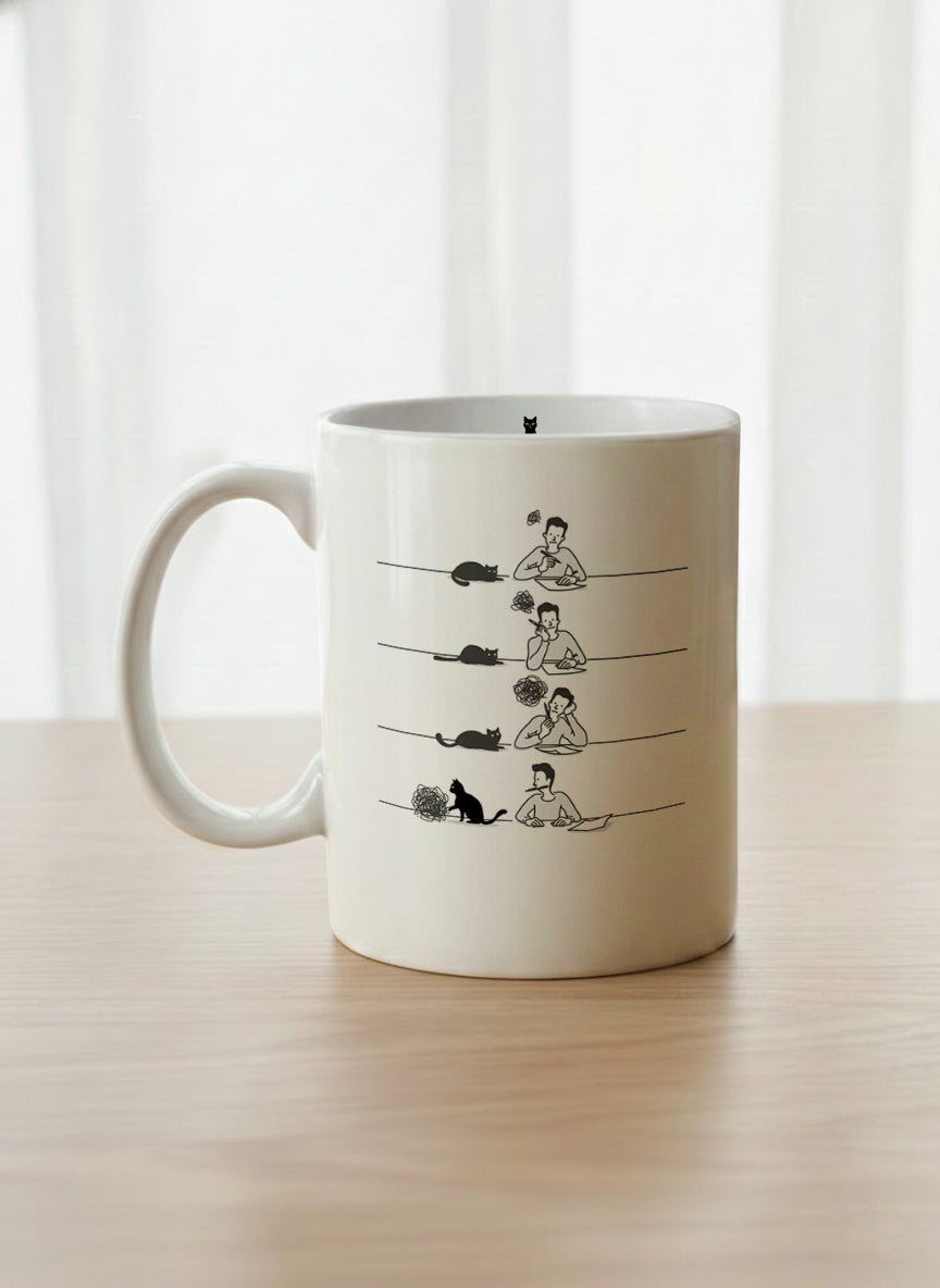 Classic Mug | A Purrfect idea left view mug with cat comic by Tang Yau Hoong - Gallery By Inhesion