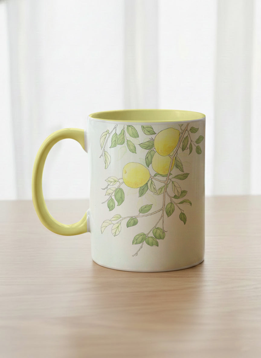 Classic Mug | Refreshing Pears left view mug with watercolor yellow pears by Alice Wong - Gallery By Inhesion