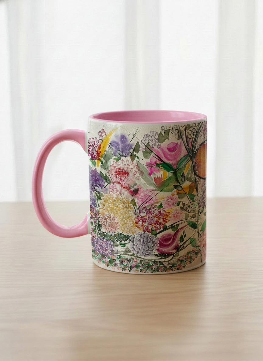 Classic Mug | Sweetest Symphony left view mug showing beautiful floral designs by Renee Pupetz - Gallery By Inhesion