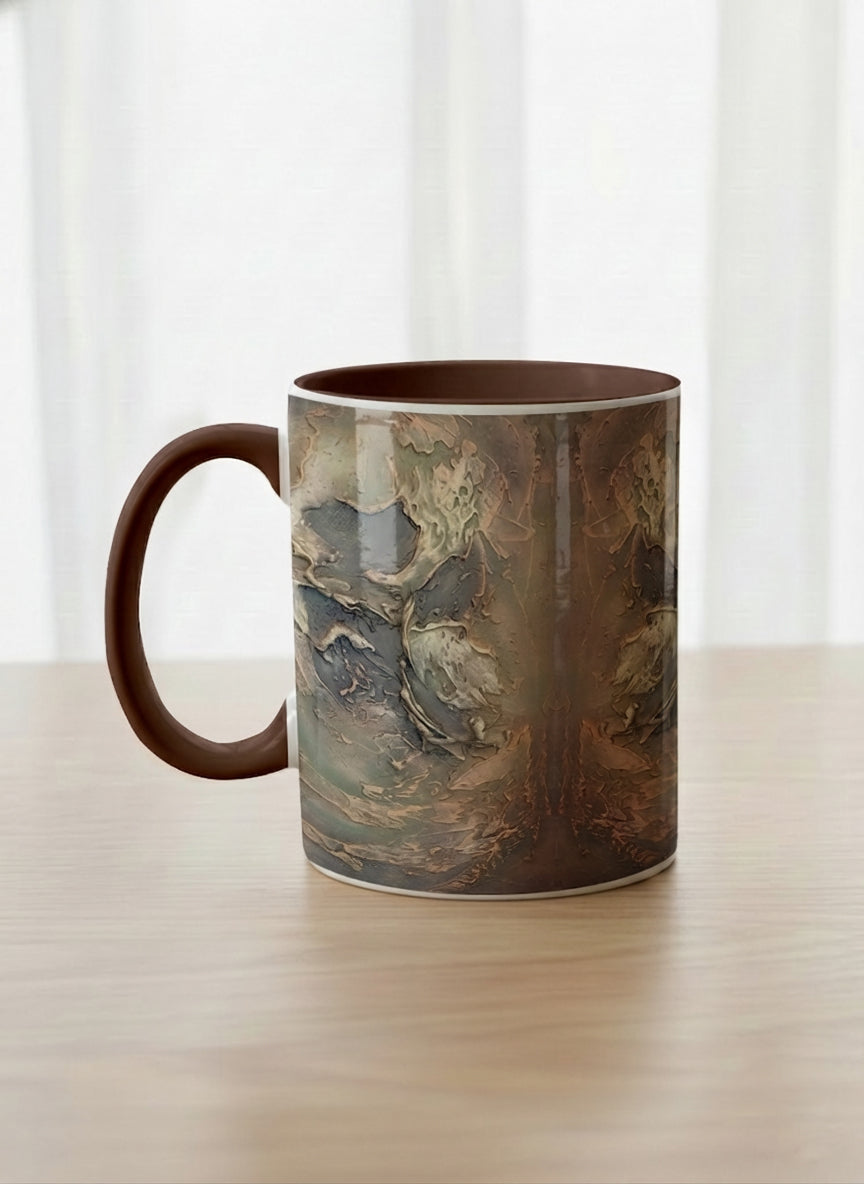 Classic Mug | Memories of The Soul left view mug featuring abstract earth tones and natural patterns by Mersedes Mein - Gallery By Inhesion