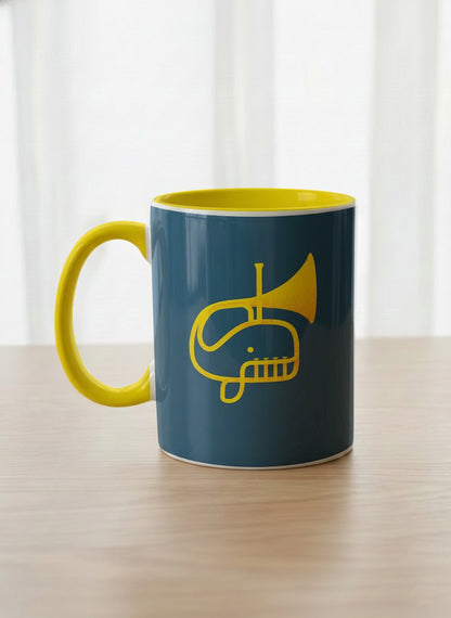 Classic Mug | Whale Song left view mug with a simple, bold yellow whale illustration by Tang Yau Hoong - Gallery By Inhesion