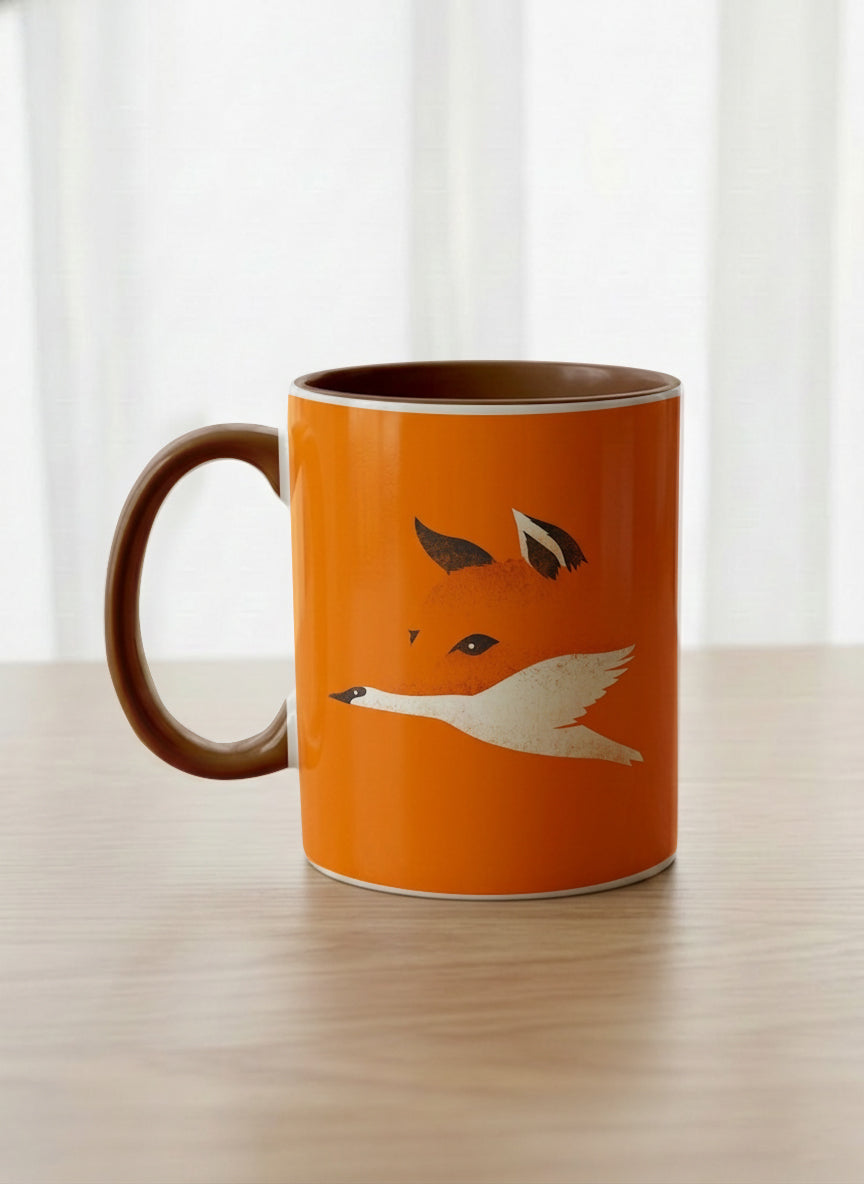 Classic Mug | Flying Fox left view mug with whimsical flying fox-swan illustration by Tang Yau Hoong - Gallery By Inhesion