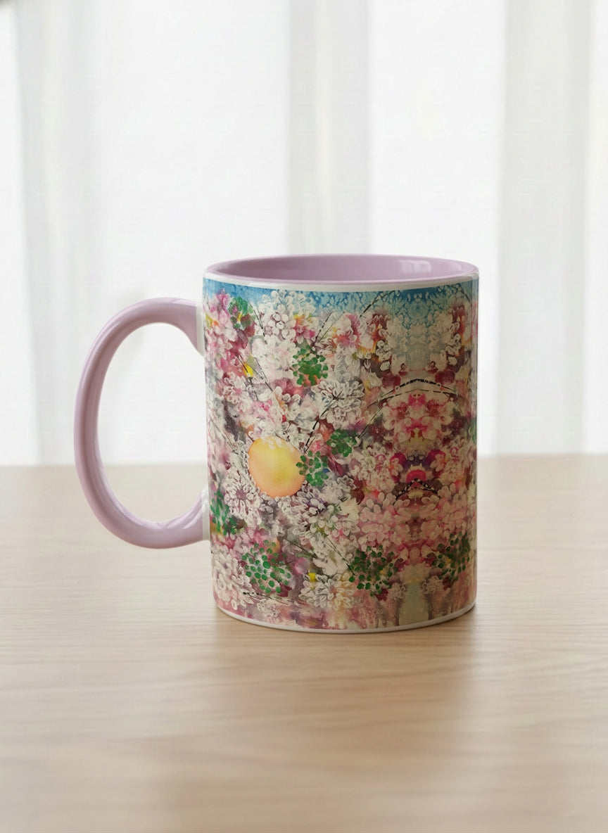 Classic Mug | Morning Blossoms left view mug with floral design by Renee Pupetz - Gallery By Inhesion
