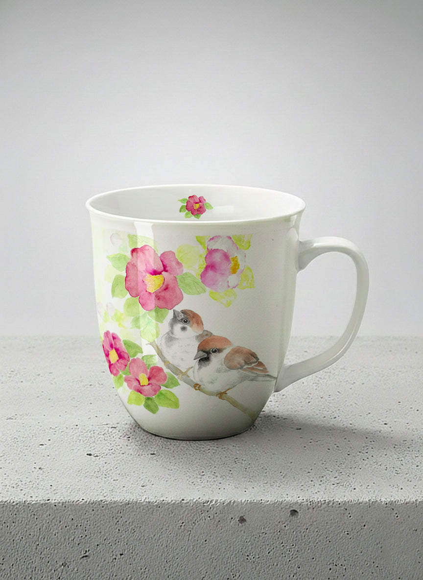 ronny mug | Joy Upon the Blossoming Branch ceramic mug front view
